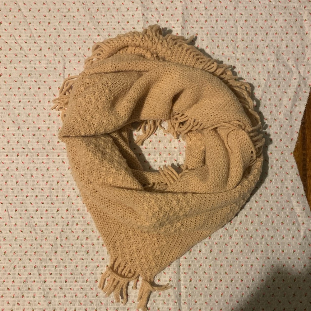 Pink knitted infinity scarf